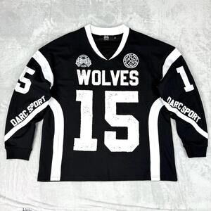 Dare Sport Wolves 15 Long Sleeve Jersey Black TK Size M Streetwear Baggy Y2K Gym